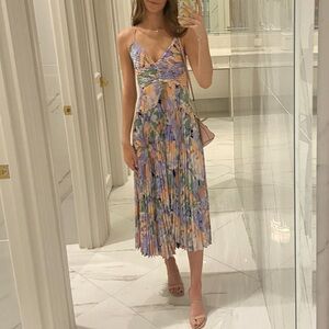 Astr the Label Blythe Floral Plisse Midi Dress